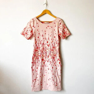 Nadya Toto Pink Geometric Short Sleeve  Dress Sz M